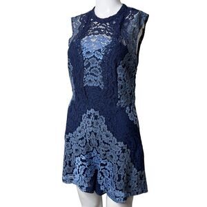 ANGL Backless Lace Romper Two Tone Blue Size Large